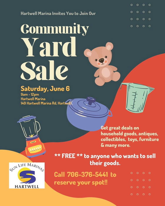 June 6th! Open to the public…
Looking for sellers and buyers!
If you’d like to sell- please call 706-376-5441 to reserve an area. Gather your items and bring your own table or tailgate!
If you’d like to buy, save your dollars and join us June 6!