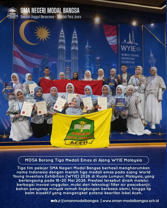 Tiga Tim SMA Negeri Modal Bangsa Raih Tiga Medali Emas di Ajang WYIE Malaysia

B